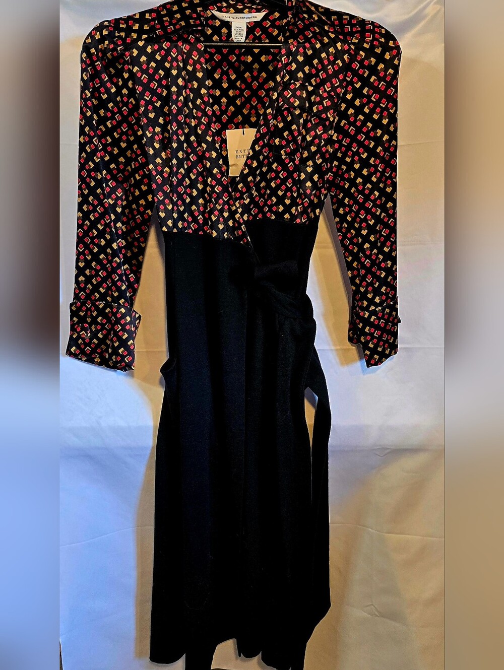 Diane von Furstenberg (DVF) Mixed Media Wrap Midi Dress